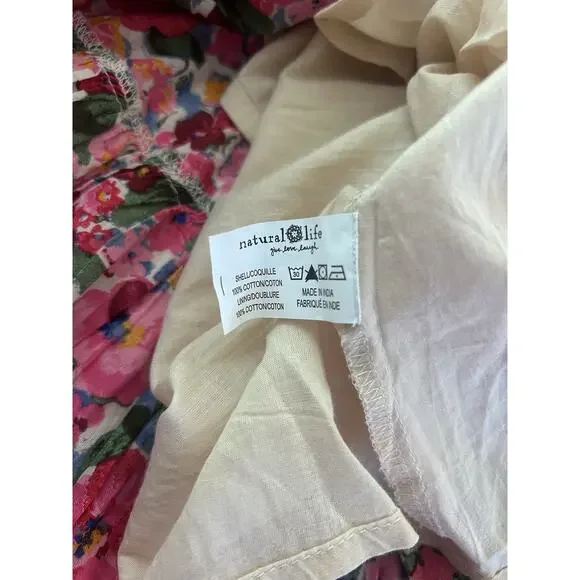 Natural Life Flora Convertible Maxi Skirt Dress Floral XL Ruffle Hem Pink Boho - Picture 11 of 13